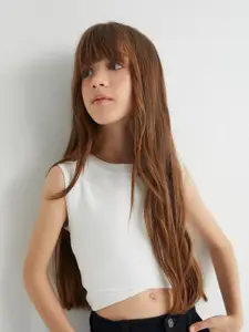 Koton Girls Round Neck Sleeveless Crop Sweater Vest