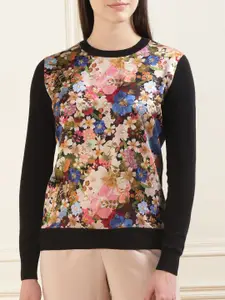 Ted Baker Floral Printed Round Neck Pullover Sweaters