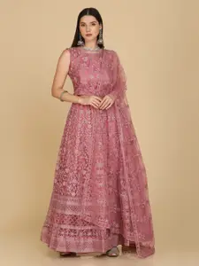 KALINI Embroidered Thread Work Semi-Stitched Lehenga & Unstitched Blouse With Dupatta