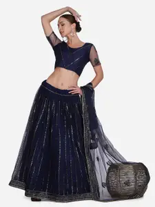 KALINI Embroidered Thread Work Semi-Stitched Lehenga & Unstitched Blouse With Dupatta