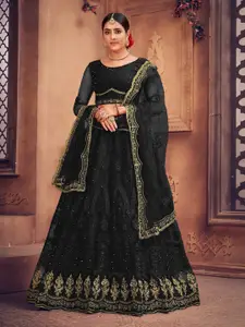 KALINI Embroidered Thread Work Semi-Stitched Lehenga & Unstitched Blouse With Dupatta