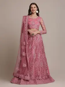 KALINI Embroidered Thread Work Semi-Stitched Lehenga & Unstitched Blouse With Dupatta