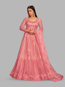 KALINI Embroidered Thread Work Semi-Stitched Lehenga & Unstitched Blouse With Dupatta