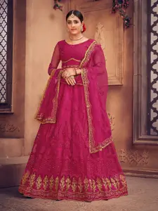 KALINI Embroidered Semi-Stitched Lehenga & Unstitched Blouse With Dupatta