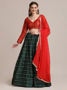 KALINI Semi-Stitched Lehenga & Unstitched Blouse With Dupatta