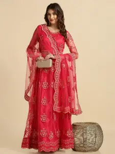 KALINI Embroidered Semi-Stitched Lehenga & Unstitched Blouse With Dupatta