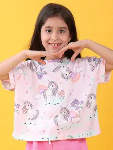 Anthrilo Girls Conversational Printed Pure Cotton T-shirt