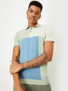 max Colourblocked Polo Collar Short Sleeves Cotton T-shirt