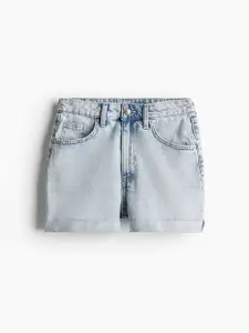 H&M Women Pure Cotton High-Waisted Denim Shorts