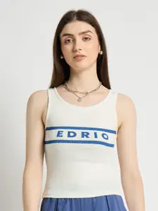 EDRIO Printed Round Neck Sleeveless Cotton Top