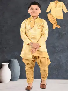BAESD Boys Ethnic Motif Self Design Mandarin Collar Long Sleeves Kurta with Dhoti Pants