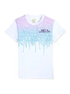 Gini and Jony Boys Round Neck Short Sleeves Abstract Printed Cotton Regular Fit T-shirt