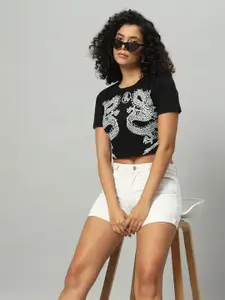 Funday Fashion Graphic Printed Crop T-shirt