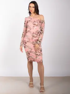 Stylecast X Hersheinbox Floral Print Asymmetric Neck Bodycon Mini Dress