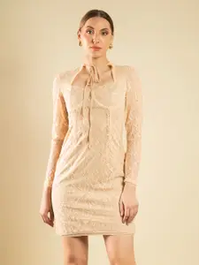 Stylecast X Hersheinbox Tie-Up Neck Lace Mini Dress