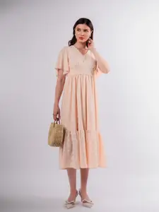 Stylecast X Hersheinbox Flutter Sleeve Lace A-Line Midi Dress