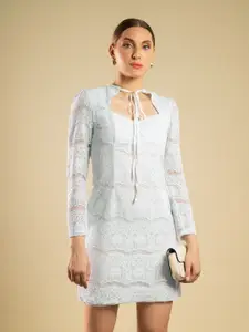 Stylecast X Hersheinbox Tie-Up Neck Lace Sheath Dress