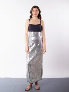 Stylecast X Hersheinbox Colourblocked Sequined Maxi Dress