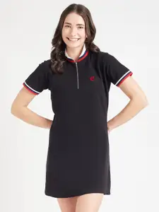 EDRIO Zipper Polo T-shirt Dress