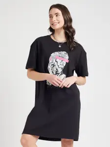 EDRIO Graphic Printed T-shirt Dress
