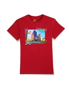 Gini and Jony Boys Round Neck Short Sleeves Graphic Printed Cotton Regular Fit T-shirt