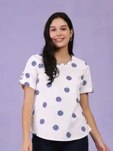 Pink Fort Polka Dot Printed Pure Cotton Top