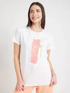 EDRIO Typography Printed Cotton T-shirt