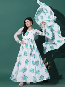 FASHION DREAM Floral Printed Georgette Maxi Dress