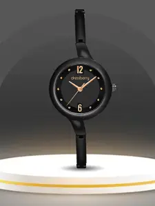 DressBerry Women Black Brass Dial & Stainless Steel Bracelet Analogue Watch DB-025-Black