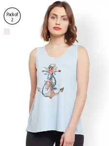 MACK JONNEY Women Pack of 2 Printed Tank Top