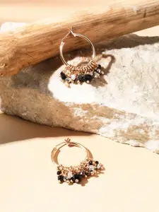 Accessorize Beaded Circular Brass Hoop Earrings