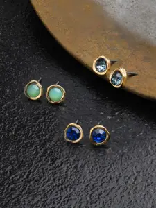 Accessorize Set Of 3 Stone-Studded Contemporary Studs Earrings