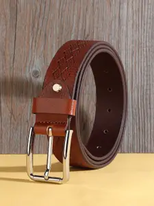 HENEDA Men Checked Leather Belt