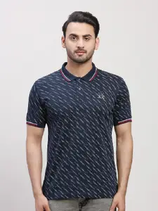 ColorPlus Printed Polo Collar Short Sleeves Cotton T-shirt