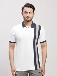 ColorPlus Striped Polo Collar Short Sleeves Cotton T-shirt