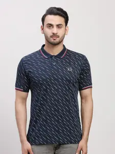 ColorPlus Printed Polo Collar Short Sleeves Cotton T-shirt