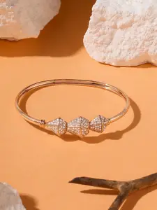 Zaveri Pearls Women Brass Cubic Zirconia Rose Gold-Plated Kada Bracelet