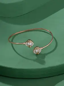 Zaveri Pearls Women Brass Cubic Zirconia Rose Gold-Plated Kada Bracelet