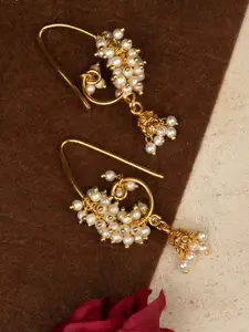 Mirraw Gold-Plated Contemporary Drop Earrings