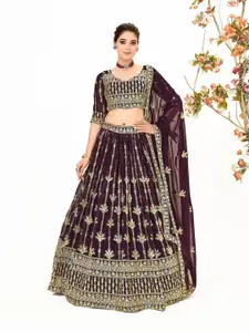 SHOPGARB Embroidered Sequinned Semi-Stitched Lehenga & Unstitched Blouse With Dupatta