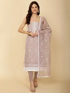 Meena Bazaar Ethnic Motifs Embroidered Unstitched Dress Material