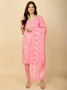 Meena Bazaar Bandhani Printed Gotta Patti Unstitched Dress Material