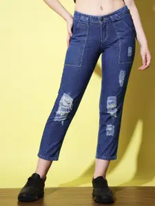 The Dry State Women Straight Fit Highly Distressed Jeans
