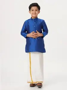 Ramraj Boys Mandarin Collar Straight Kurta With Dhoti