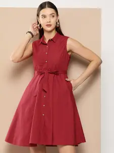 Chemistry Solid Tie-Ups Detailed A-Line Dress