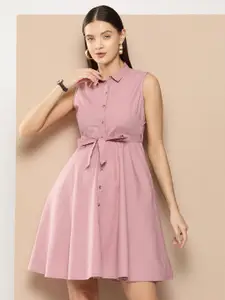 Chemistry Solid Tie-Ups Detailed A-Line Dress