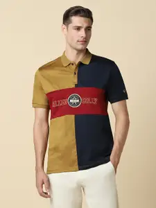Allen Solly Colourblocked Polo Collar Applique Cotton T-shirt