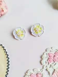 Sangria Beaded Bohemian Floral Stud Earrings