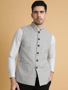 MODI JACKET Checked Wool Nehru Jacket