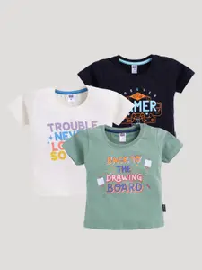 Nottie Planet Boys Pack of 3 Typographic Printed Regular Fit Cotton T-shirt